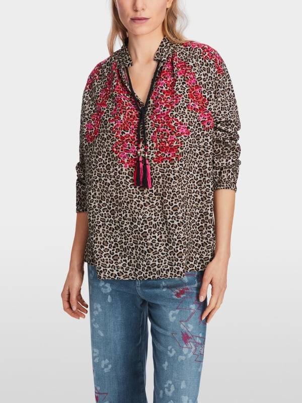 Marc Cain Baumwoll-Bluse mit Leo-Print Lagerräumung