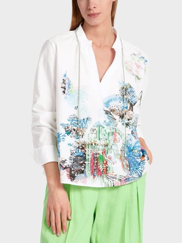 Marc Cain Bluse mit Print und Applikationen VIP-Rabatte