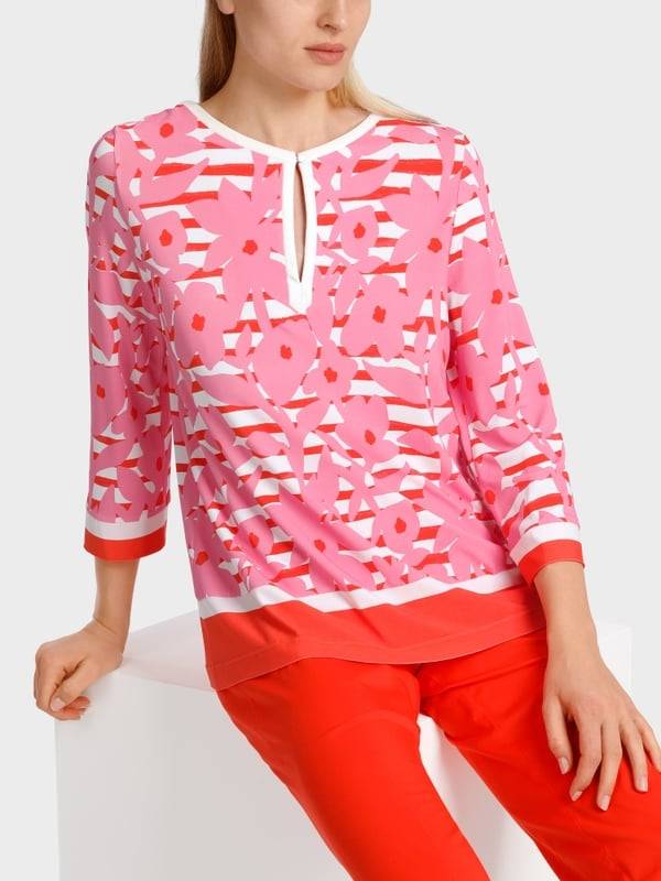 Marc Cain Elegante Bluse mit Overprint Kostenlose Rückgabe