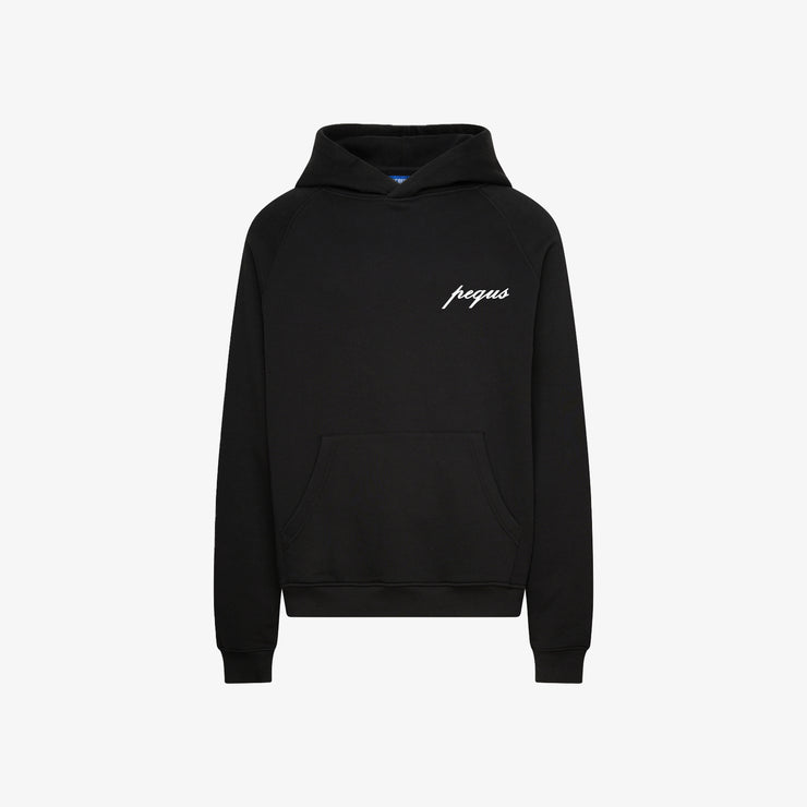 Pequs Scripted Chest Logo Hoodie Im Verkauf