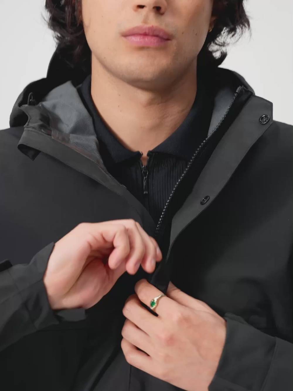 Pinqponq Aestech Rain Parka - Peat Black (Unisex) Große Rabatte