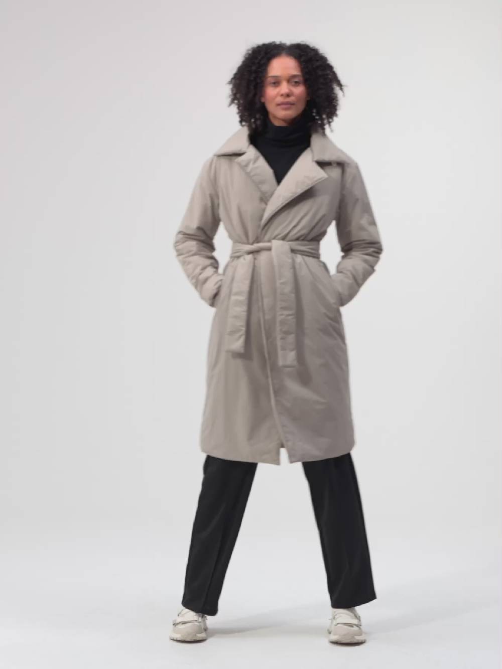 Pinqponq Padded Trench Coat - Cement Taupe (Unisex) Tiefpreis