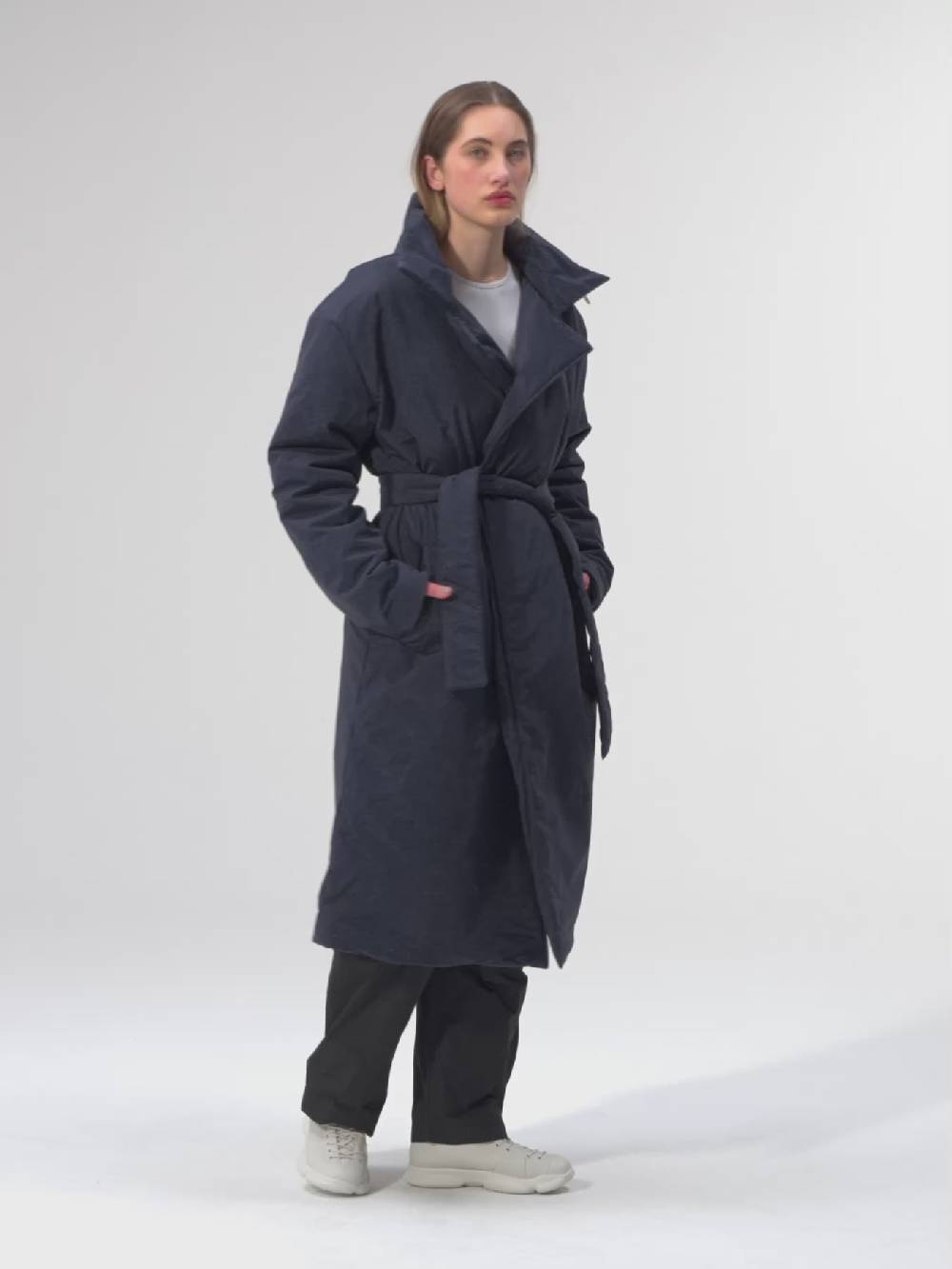 Pinqponq Padded Trench Coat - Fjord Navy (Unisex) Super Sparpreis
