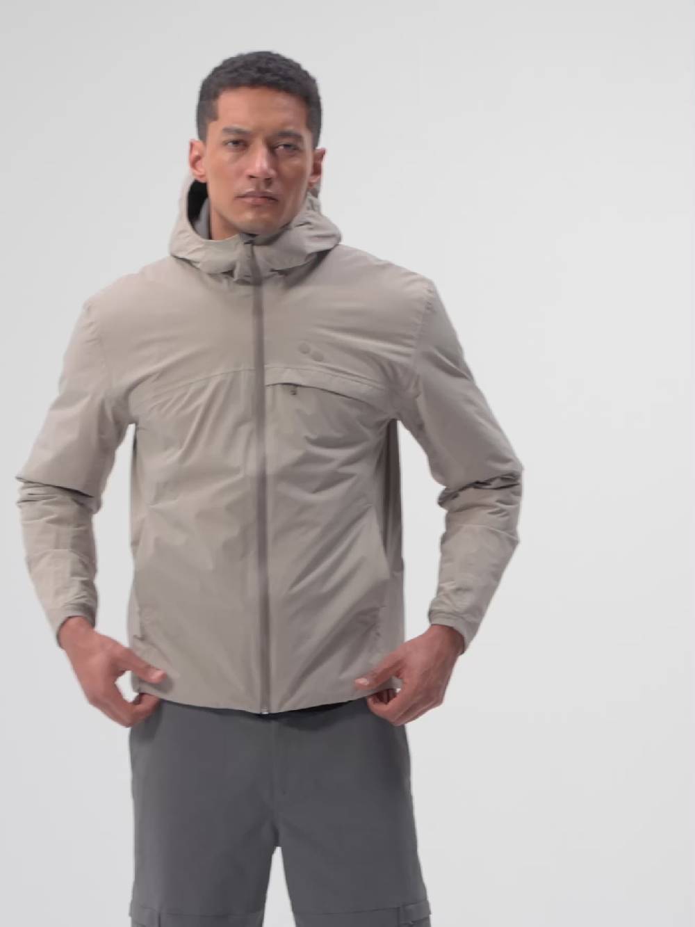 Pinqponq Hoodie Jacket - Cement Taupe (Male) Super Rabatt