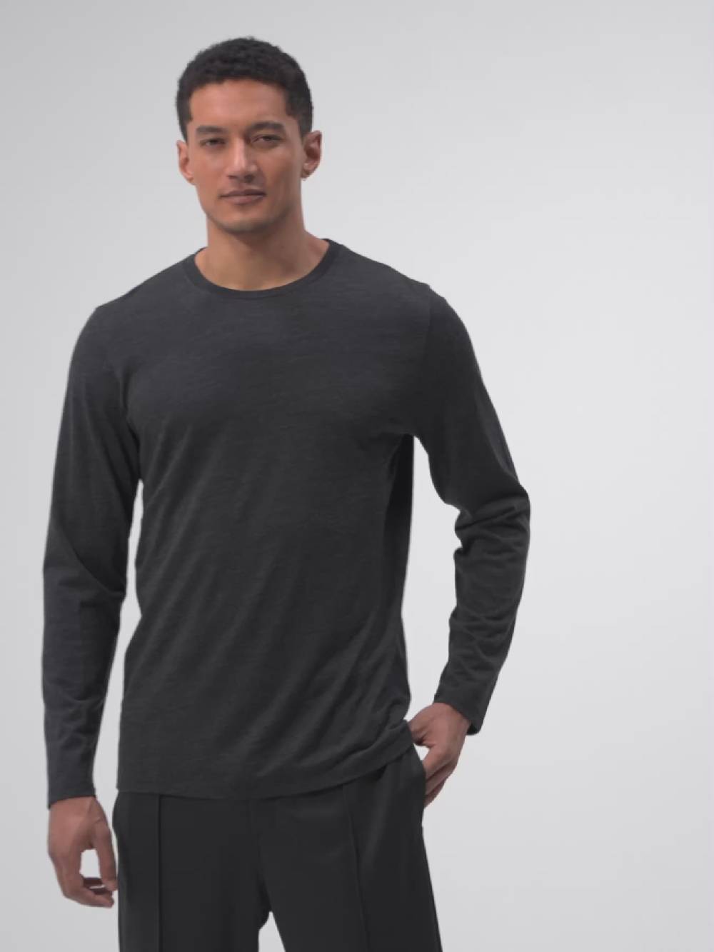 Pinqponq Longsleeve Merino - Dark Grey Melange (Male) 50% Rabatt für begrenzte Zeit
