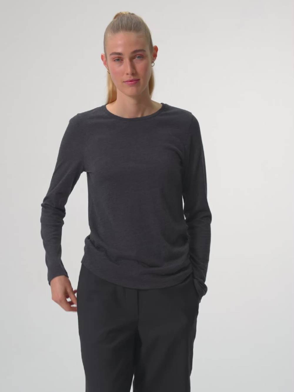 Pinqponq Longsleeve Merino - Dark Grey Melange (Female) Exklusivangebot