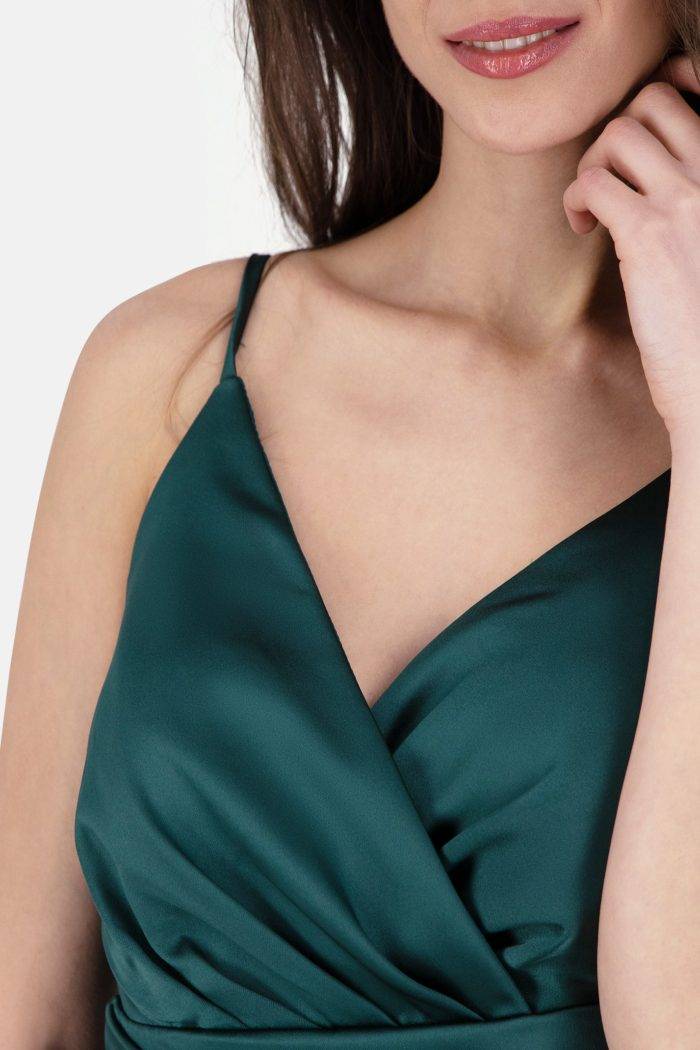Prestije Spaghetti Kleid drapiert mit Beinschlitz Bestseller
