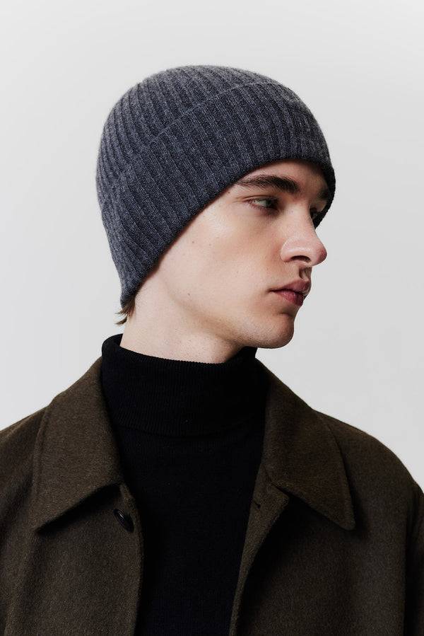 ﻿Prinz Berlin Kaschmir Beanie Rib Knit Graphit Heißer Verkauf