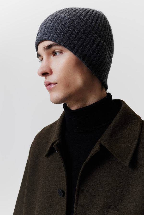 ﻿Prinz Berlin Kaschmir Beanie Rib Knit Graphit Heißer Verkauf