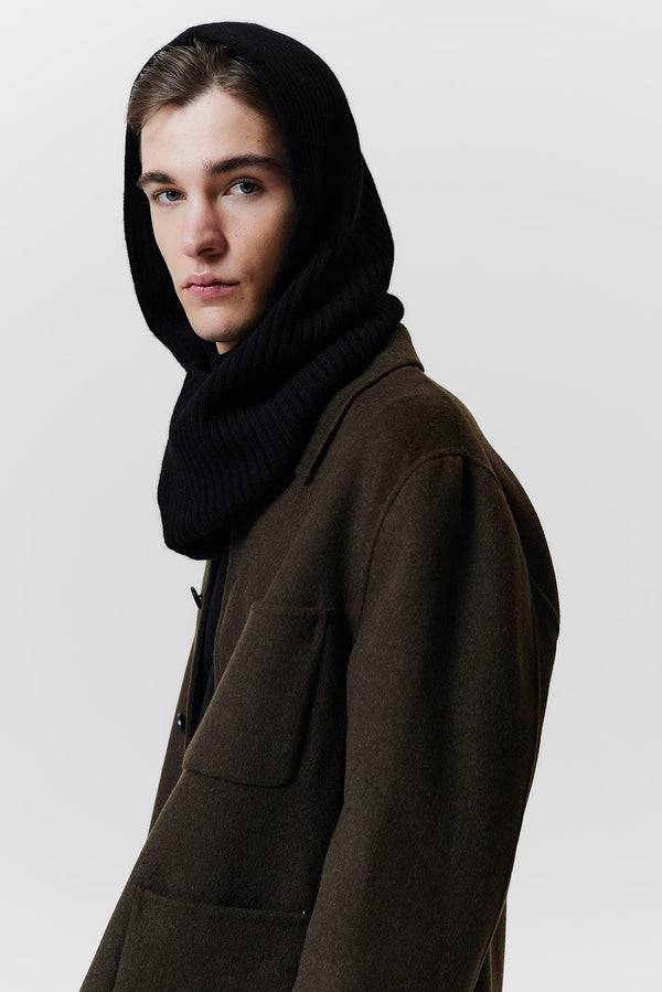 Prinz Berlin Kaschmir Hood Rib Knit Schwarz Top Angebot