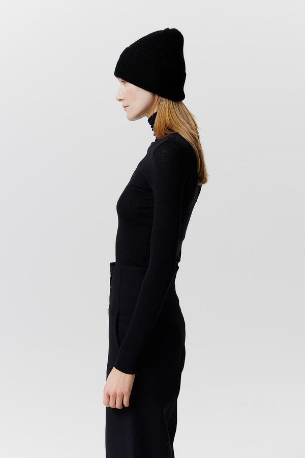 Prinz Berlin Kaschmir Beanie Rib Knit Schwarz Neueste Mode