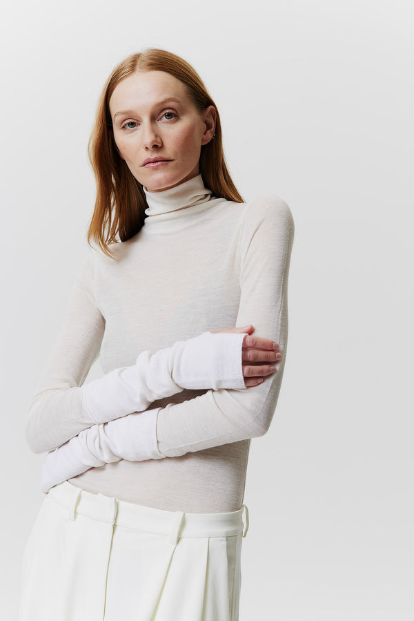 Prinz Berlin Kaschmir Arm Warmers Fine Knit Off-White Blitzangebot