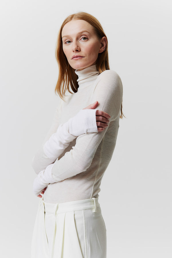 Prinz Berlin Kaschmir Arm Warmers Fine Knit Off-White Blitzangebot
