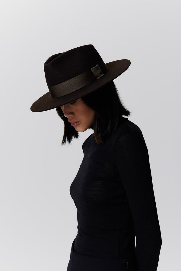Prinz Berlin Merino Fedora Hut Short Brim Chocolate Super Sparpreis