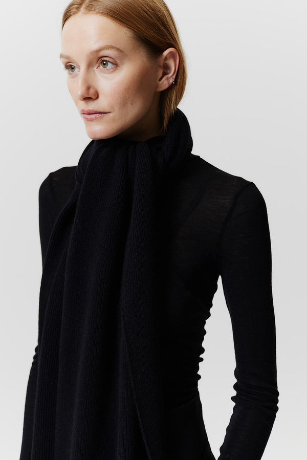 Prinz Berlin Kaschmir Schal Classic Knit Schwarz Kostenlose Rückgabe