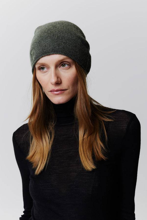 Prinz Berlin Kaschmir Beanie Fine Knit Grün Letzte 2 Tage