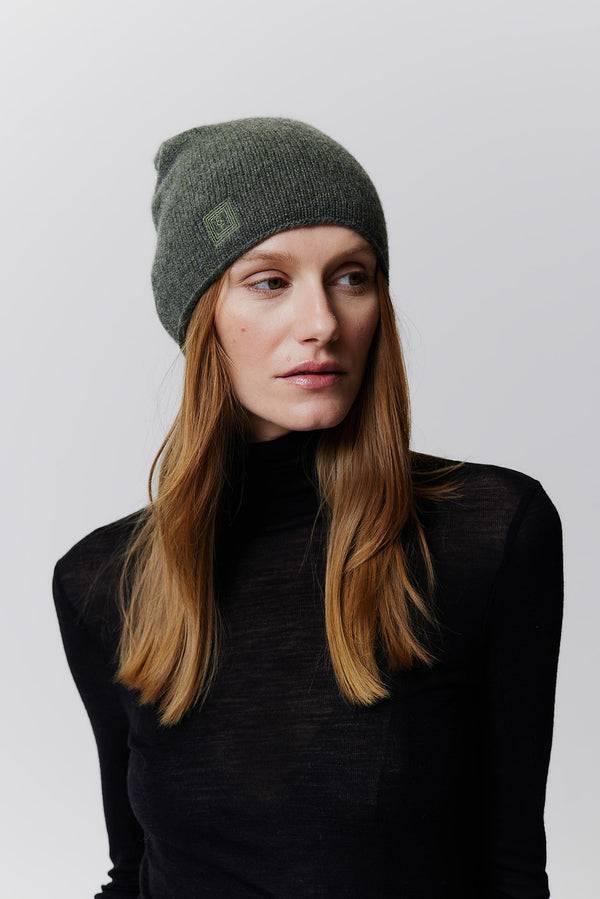 Prinz Berlin Kaschmir Beanie Fine Knit Grün Letzte 2 Tage