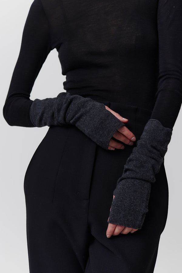 Prinz Berlin Kaschmir Arm Warmers Fine Knit Graphit Letzter Tag