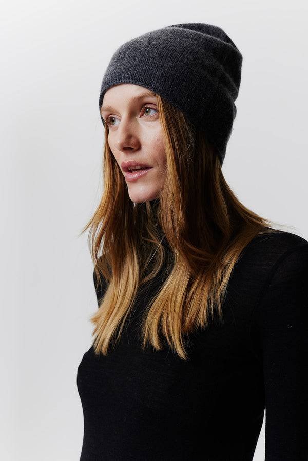 Prinz Berlin Kaschmir Beanie Fine Knit Graphit Zeitbegrenzte Promotion
