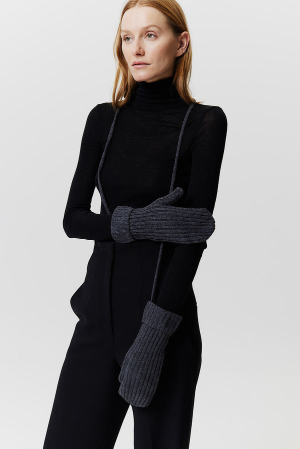 Prinz Berlin Kaschmir Mittens Rib Knit Graphit Bis zu 50% Rabatt