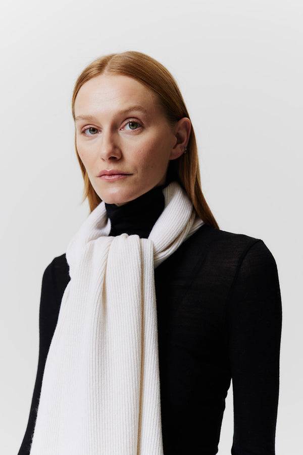Prinz Berlin Kaschmir Schal Classic Knit Off-White Nur noch ein Tag übrig