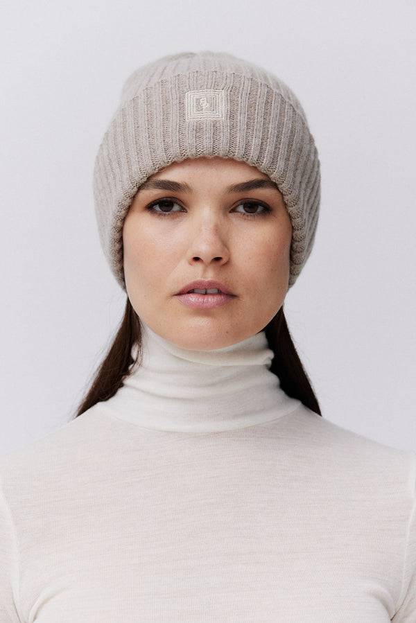 Prinz Berlin Kaschmir Beanie Rib Knit Beige Clearance-Verkauf