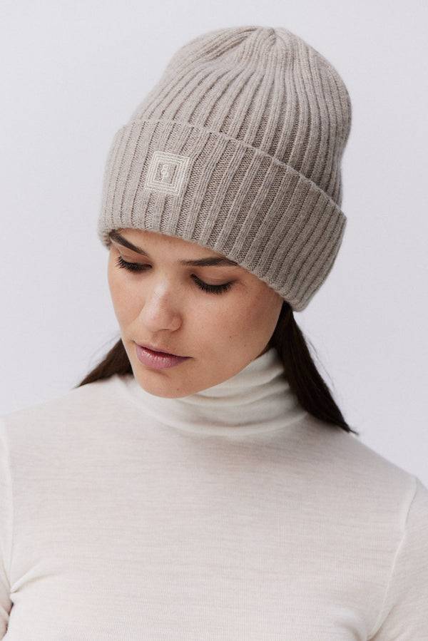 Prinz Berlin Kaschmir Beanie Rib Knit Beige Clearance-Verkauf