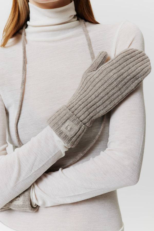 Prinz Berlin Kaschmir Mittens Rib Knit Beige Kostenloser Versand international