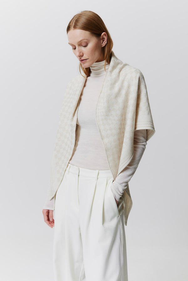 Prinz Berlin Kaschmir Triangle Jacquard Weiß Fabrikladen