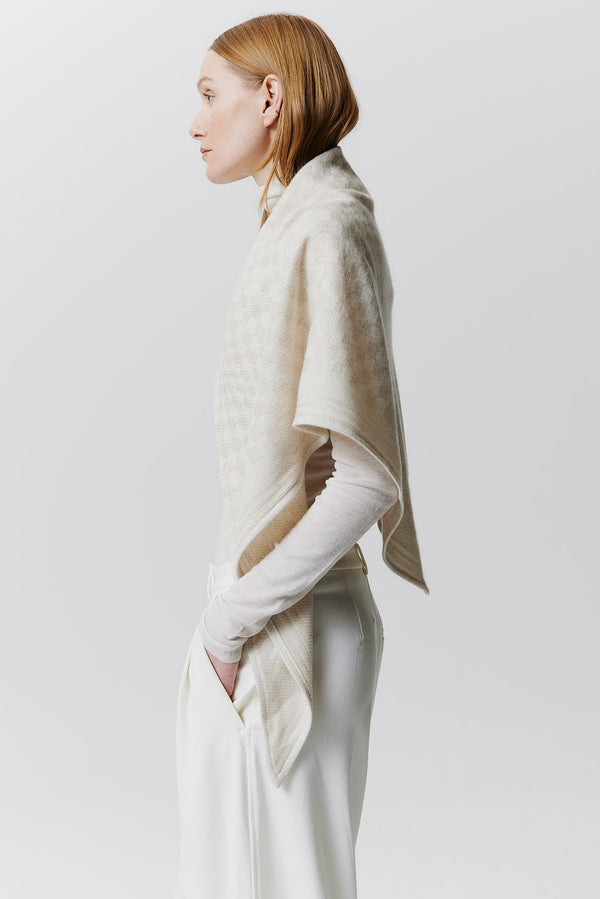 Prinz Berlin Kaschmir Triangle Jacquard Weiß Fabrikladen