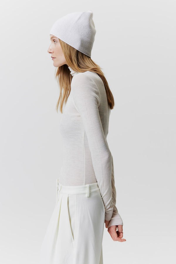 Prinz Berlin Kaschmir Beanie Fine Knit Off-White Im Verkauf