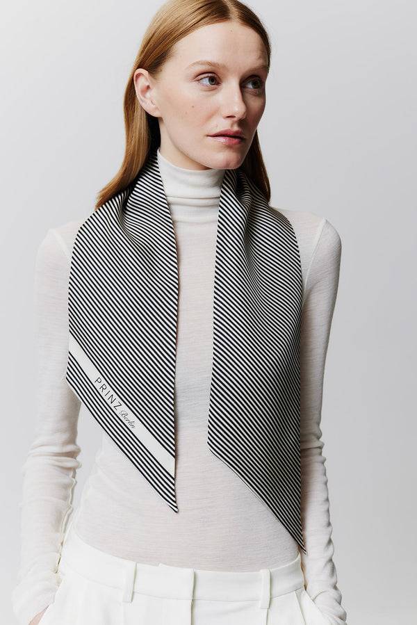 Prinz Berlin Seidenbandeau Stripes in Off-White zollfrei