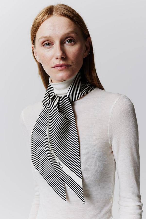 Prinz Berlin Seidenbandeau Stripes in Off-White zollfrei