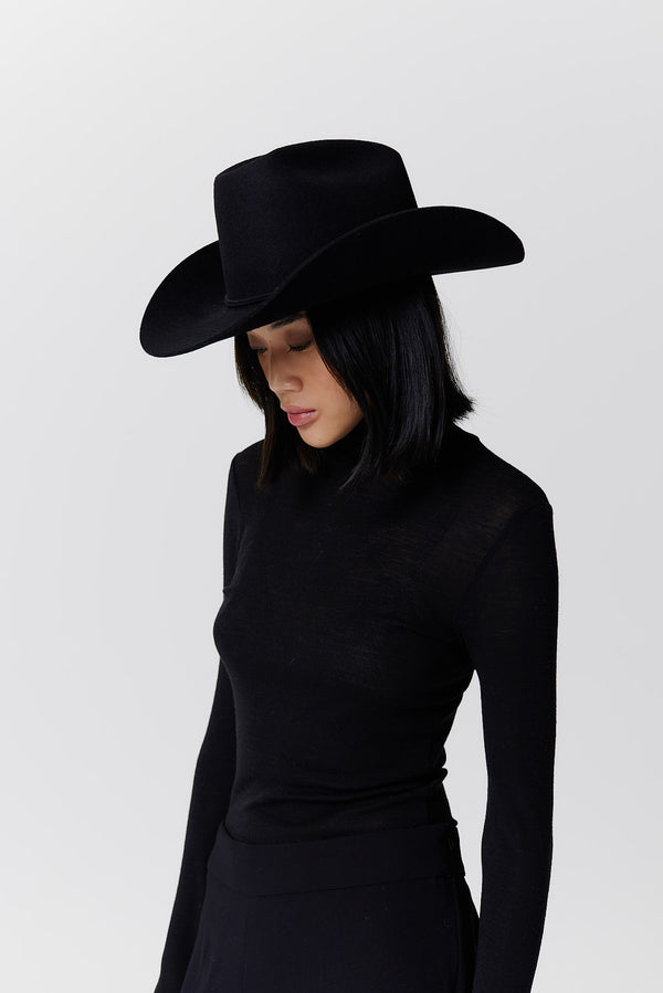 Prinz Berlin Merino Cowboy Hut Lifted Brim Schwarz Rabatte dieses Monats