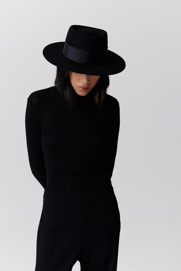 Prinz Berlin Merino 344 Hut Short Brim Schwarz Auslauf