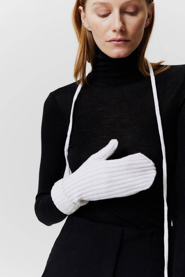 Prinz Berlin Kaschmir Mittens Rib Knit Off-White Hotsell
