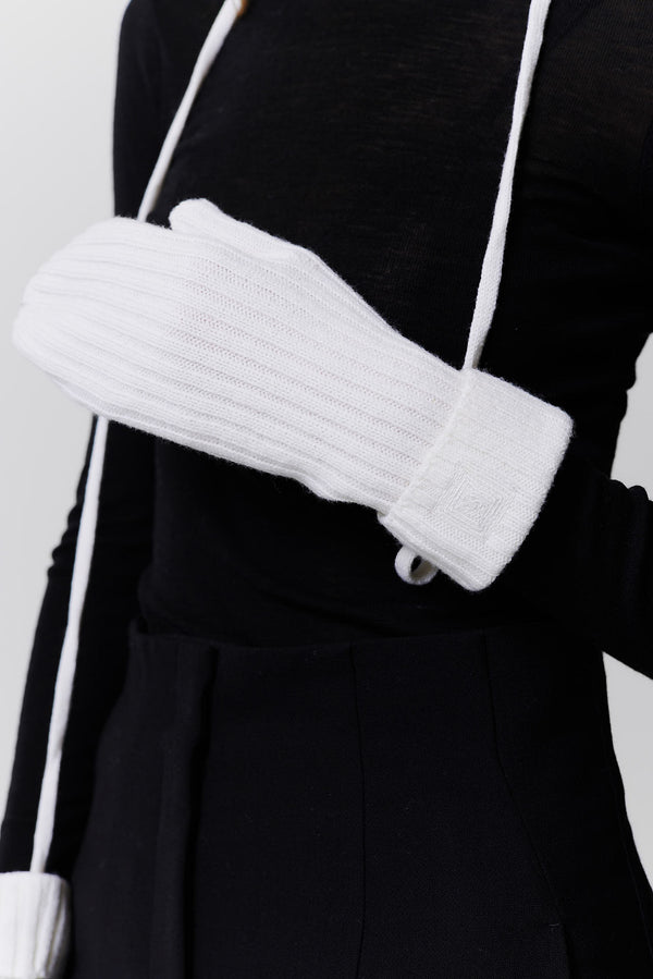 Prinz Berlin Kaschmir Mittens Rib Knit Off-White Hotsell