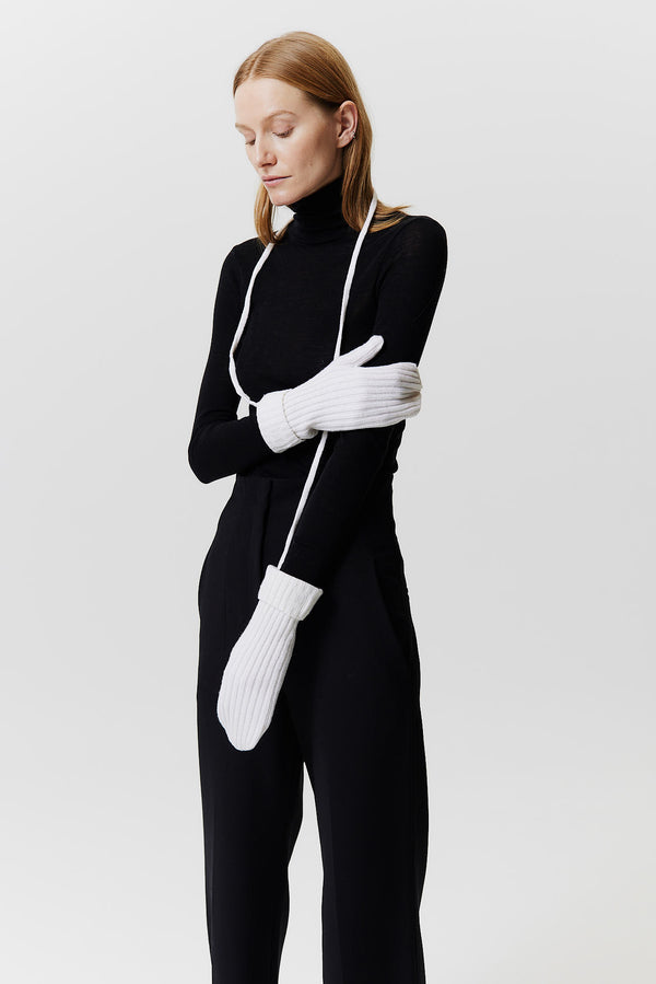 Prinz Berlin Kaschmir Mittens Rib Knit Off-White Hotsell