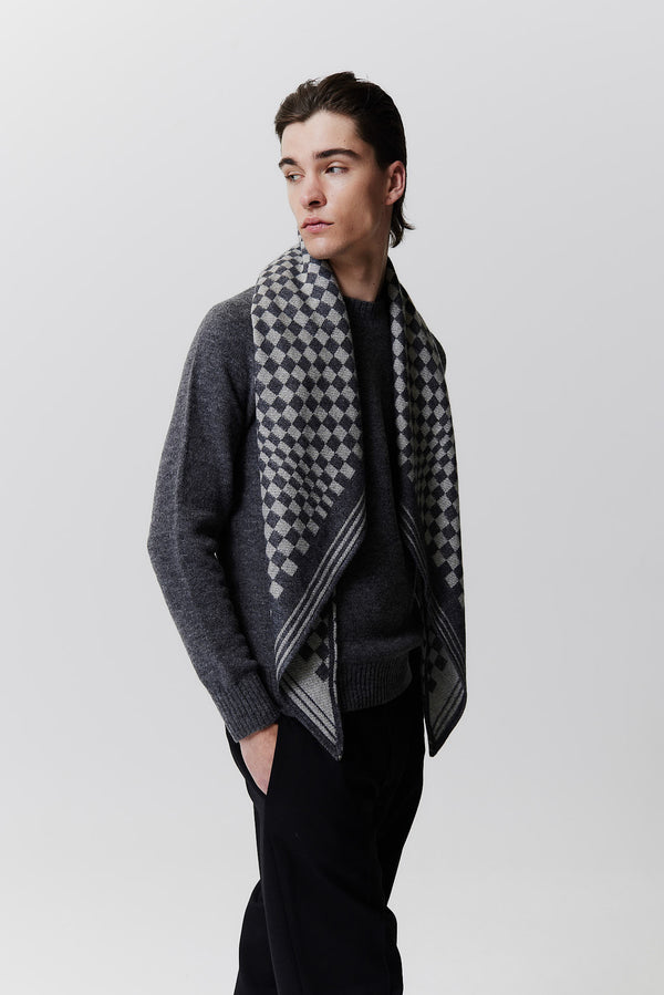 Prinz Berlin Kaschmir Triangle Jacquard Schwarz im Angebot