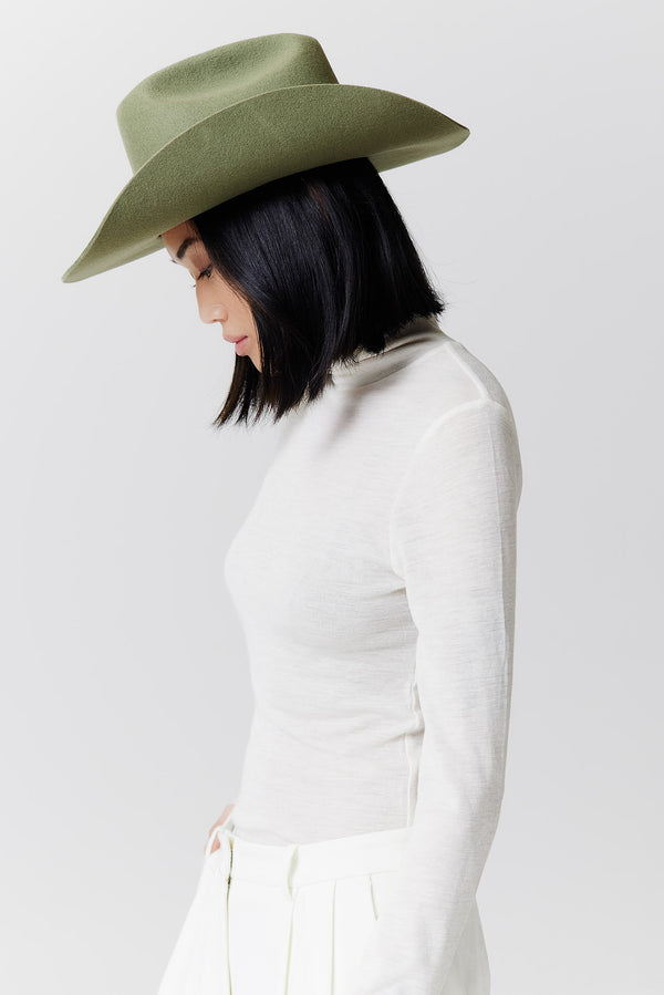 Prinz Berlin Merino Cowboy Hut Lifted Brim Pistazie Fabrikpreis