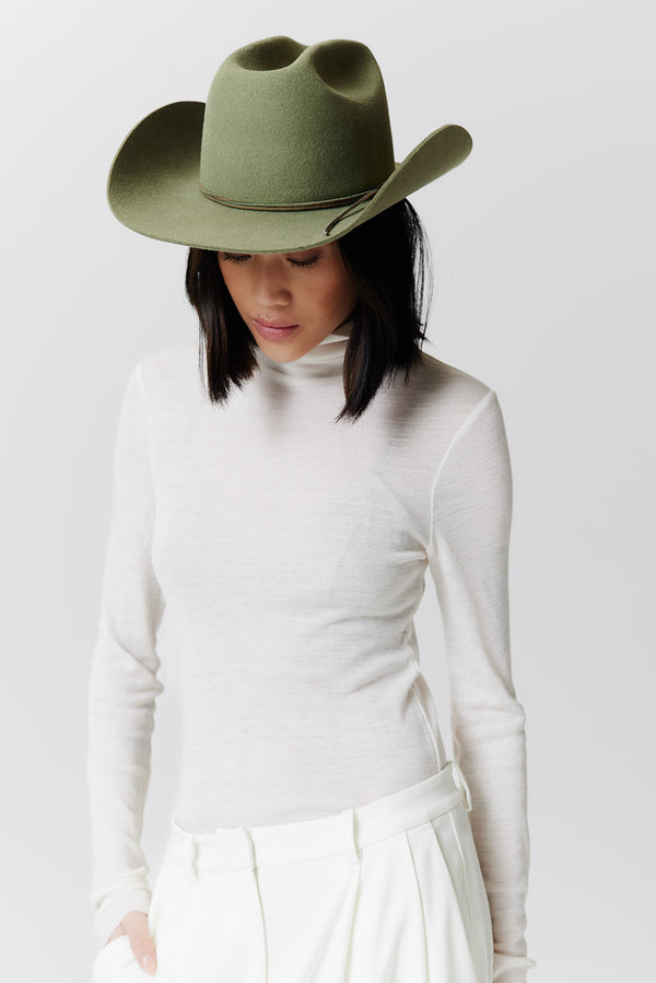 Prinz Berlin Merino Cowboy Hut Lifted Brim Pistazie Fabrikpreis