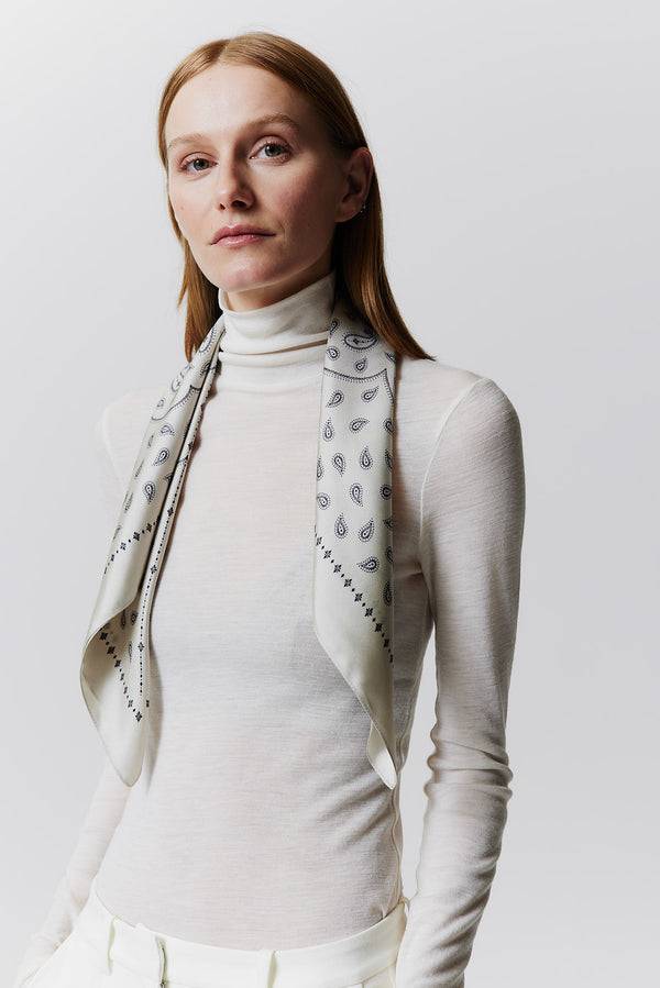 Prinz Berlin Seidentuch Paisley 70 Off-White Rabatt