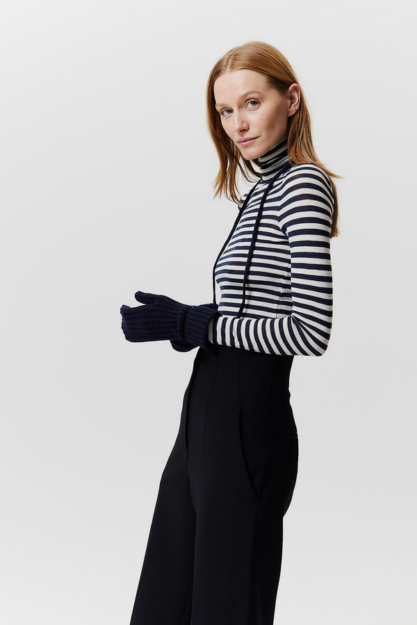Prinz Berlin Kaschmir Mittens Rib Knit Dunkelblau Versandkostenfrei