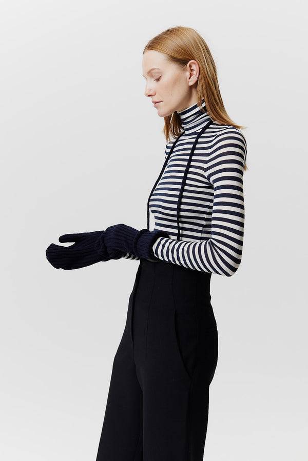 Prinz Berlin Kaschmir Mittens Rib Knit Dunkelblau Versandkostenfrei