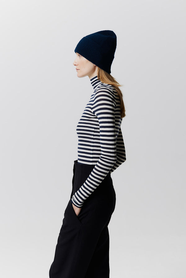 Prinz Berlin Kaschmir Beanie Classic Knit Dunkelblau Großer Ausverkauf
