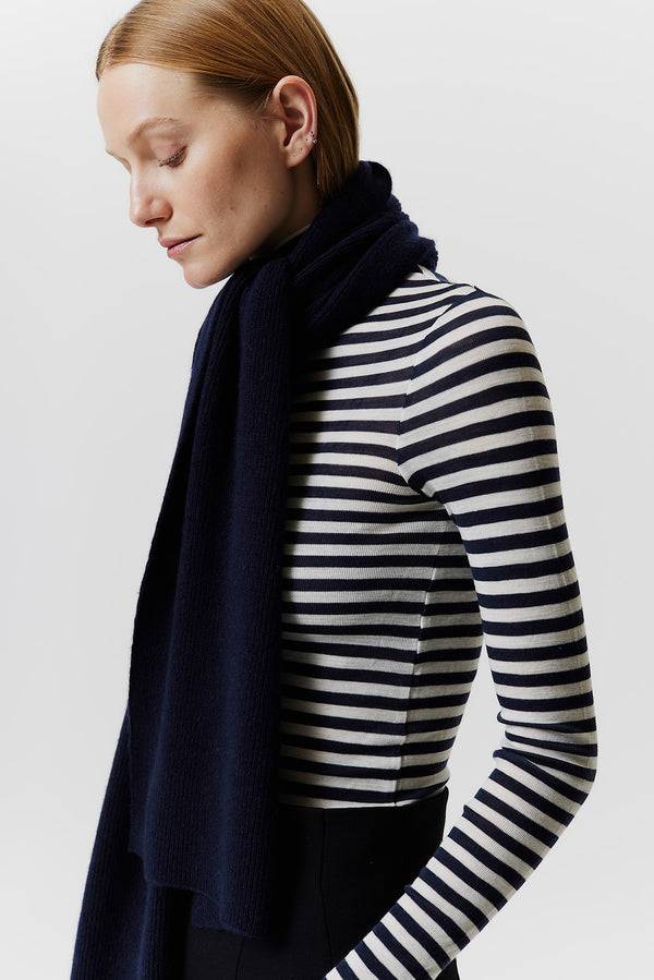 Prinz Berlin Kaschmir Schal Classic Knit Dunkelblau Begrenztes Angebot