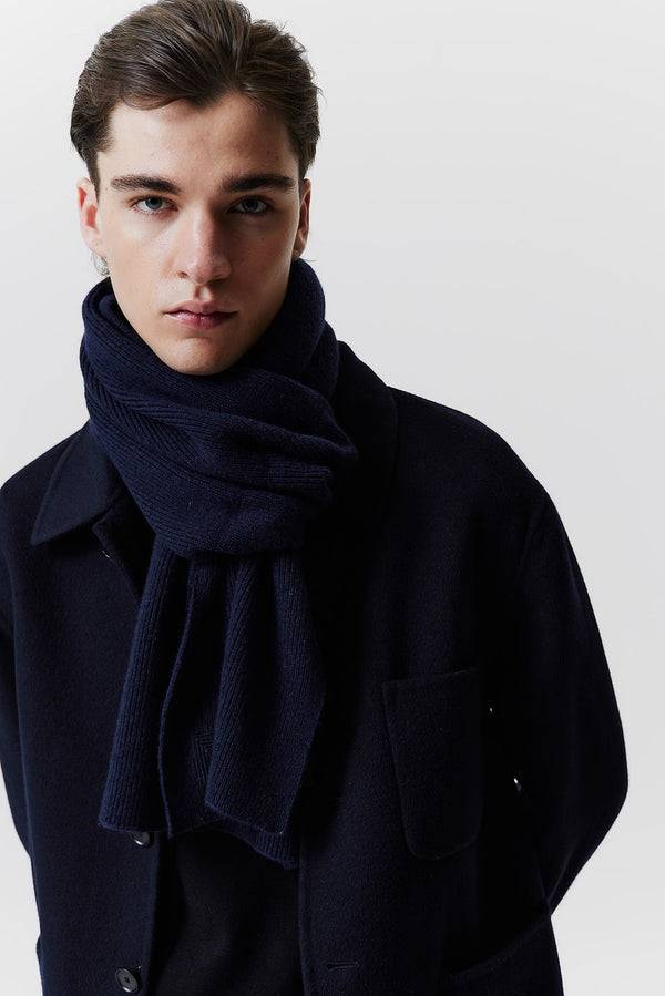 Prinz Berlin Kaschmir Schal Classic Knit Dunkelblau Begrenztes Angebot