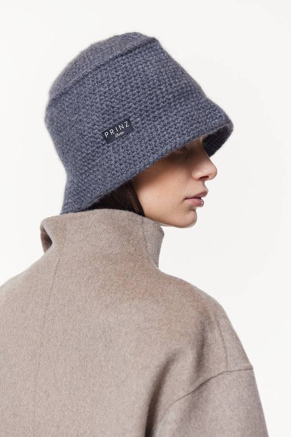Prinz Berlin Kaschmir Bucket Hat Hand Crochet Grau Top Angebot