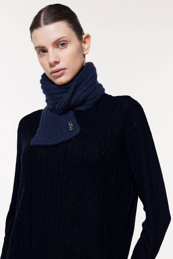 Prinz Berlin Kaschmir Kurzschal Hand Knit Dunkelblau Große Rabatte