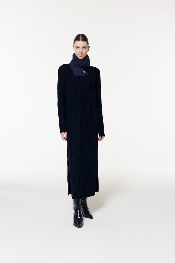 Prinz Berlin Kaschmir Kurzschal Hand Knit Dunkelblau Große Rabatte
